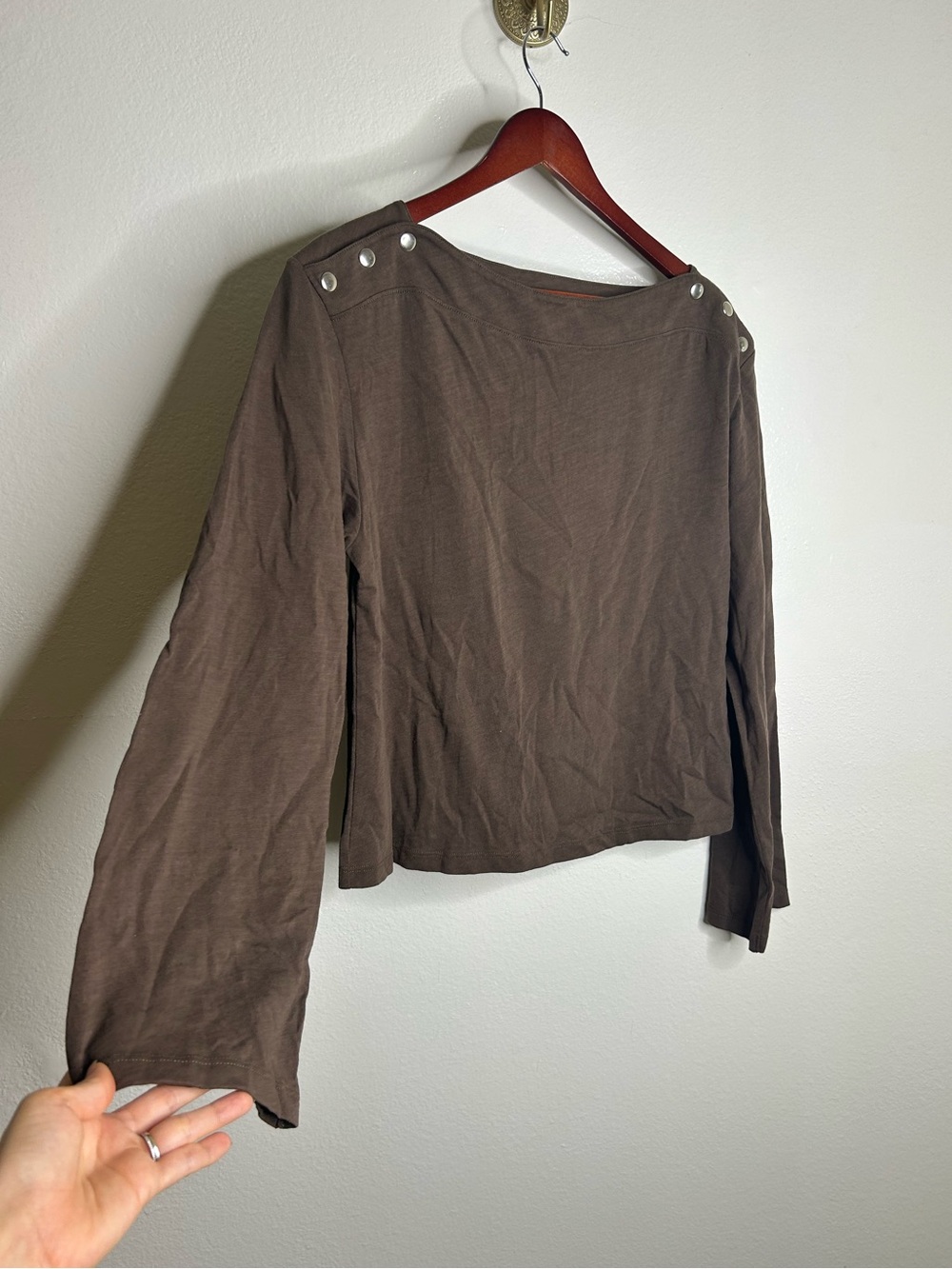 NWT Nation LA 100% Cotton Rochelle Boat-Neck Sweater in Espresso Brown